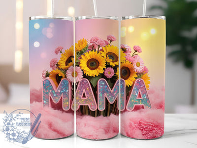 Elegant Sunflower Mama Tumbler, Mama Theme, Floral Wrap, Sublimation Art, 20oz Tumbler, Elegant Design, Nature Pattern Sublimation ToriDesigns 