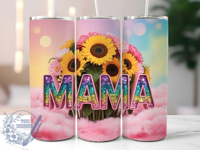 Elegant Sunflower Mama Tumbler, Mama Theme, Floral Wrap, Sublimation Art, 20oz Tumbler, Elegant Design, Nature Pattern Sublimation ToriDesigns 