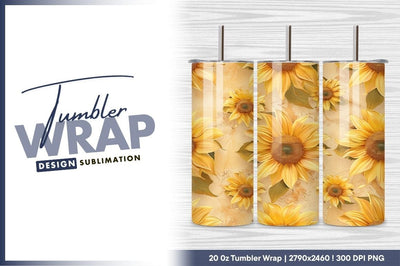 Elegant Sunflower Pattern Background For Tumbler Png Sublimation Regulrcrative 