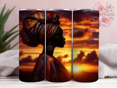 Elegant Sunset African Women Tumbler, Elegant Design, Sunset Artwork, Tumbler Wrap, Sublimation Design, 20oz Tumbler, Afrocentric Art Sublimation Li Zamperini 