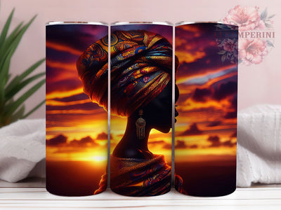 Elegant Sunset African Women Tumbler, Elegant Design, Sunset Artwork, Tumbler Wrap, Sublimation Design, 20oz Tumbler, Afrocentric Art Sublimation Li Zamperini 