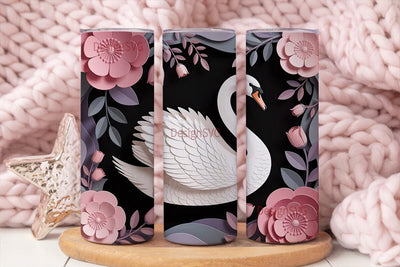 Elegant Swan Floral 20oz Tumbler Wrap Sublimation DesignSVG 