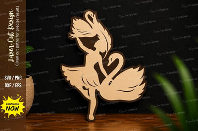 Elegant Swan Silhouette Laser Cut SVG File SVG Regulrcrative 