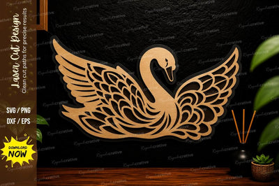 Elegant Swan Wings Laser Cut Svg Design SVG Regulrcrative 