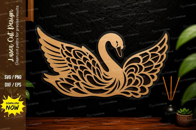 Elegant Swan Wings Laser Cut Svg Design SVG Regulrcrative 