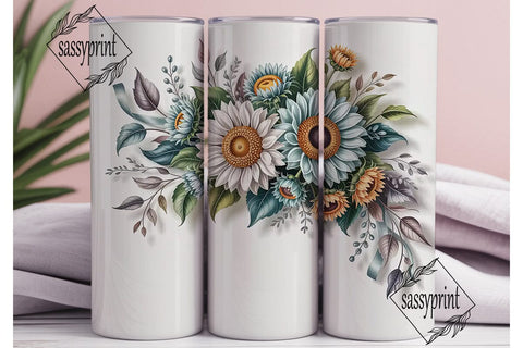 Elegant Teal Sunflower 20oz Tumbler Wrap Sublimation sassyprint 