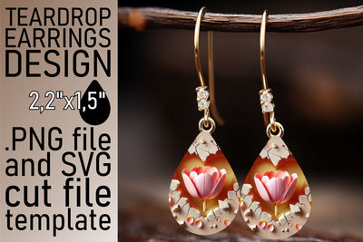 Elegant teardrop earrings, high-quality PNG design! , 3D Heart Sublimation afrosvg 