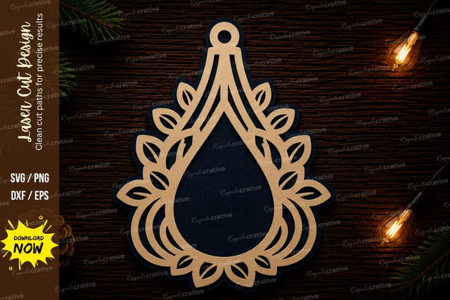 Elegant Teardrop Frame Laser Cut SVG Design SVG Regulrcrative 