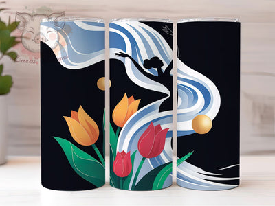 Elegant Tulip Ballerina Tumbler, Tulip Flowers, Elegant Art, Whimsical Style, Romantic Design, 20Oz Tumbler, Sublimation Wrap Sublimation Lara' s Designs 