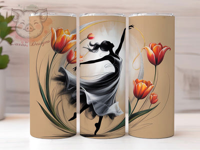 Elegant Tulip Ballerina Tumbler, Tulip Flowers, Elegant Art, Whimsical Style, Romantic Design, 20Oz Tumbler, Sublimation Wrap Sublimation Lara' s Designs 