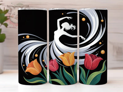 Elegant Tulip Ballerina Tumbler, Tulip Flowers, Elegant Art, Whimsical Style, Romantic Design, 20Oz Tumbler, Sublimation Wrap Sublimation Lara' s Designs 