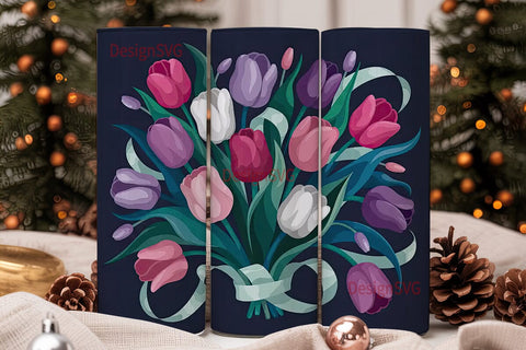 Elegant Tulip Bouquet 20oz Tumbler Wrap Sublimation DesignSVG 