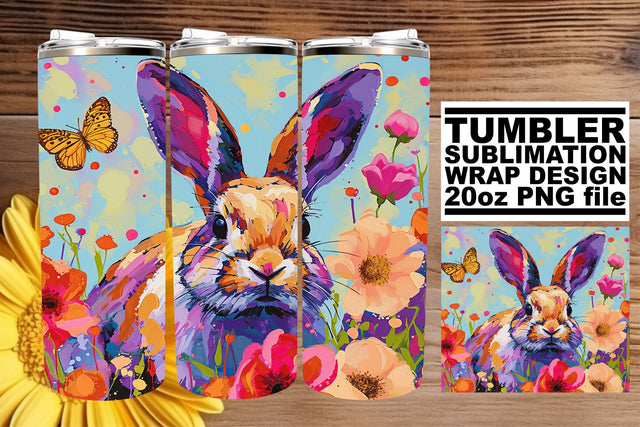 Elegant Tumbler Beauty with Playful Bunnies Sublimation afrosvg 