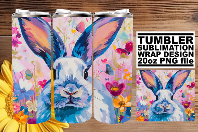 Elegant Tumbler Decor with Bunnies Sublimation afrosvg 