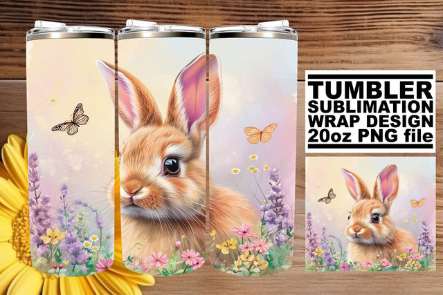 Elegant Tumbler Decor with Bunnies Sublimation afrosvg 