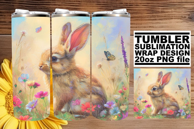 Elegant Tumbler Decor with Cheerful Bunnies Sublimation afrosvg 