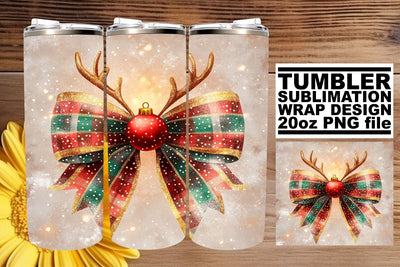 Elegant tumbler wrap, enhance your creative projects! , Christmas Bow Sublimation afrosvg 
