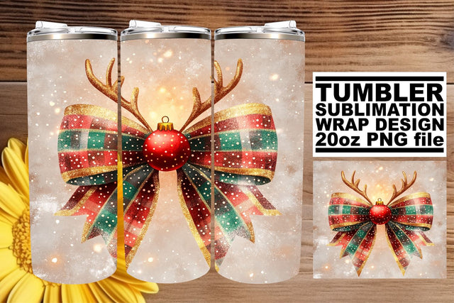 Elegant tumbler wrap, enhance your creative projects! , Christmas Bow Sublimation afrosvg 