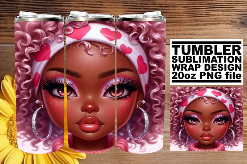 Elegant tumbler wrap, enhance your creative projects! , Love Girl Sublimation afrosvg 