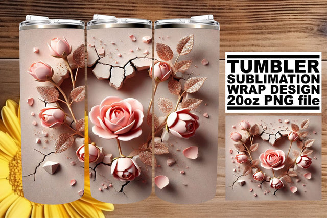 Elegant tumbler wrap, great for enhancing your designs! , 3D Heart Sublimation afrosvg 