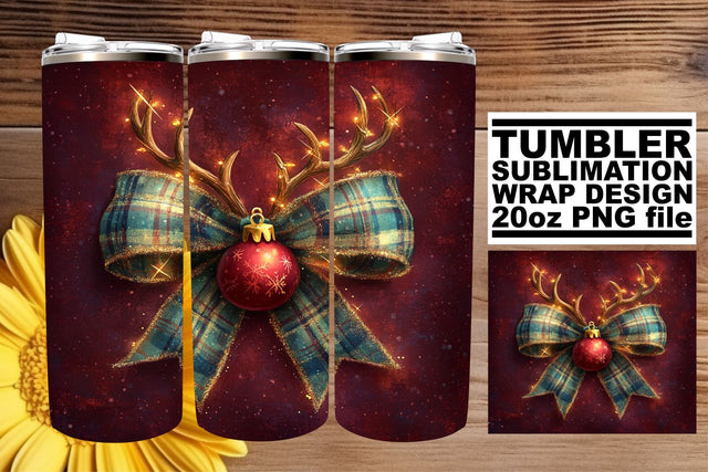 Elegant tumbler wrap, ideal for personalized projects! , Christmas Bow Sublimation afrosvg 