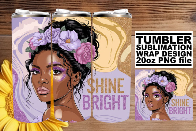 Elegant tumbler wrap, perfect for sublimation creativity! , Afro Woman Sublimation afrosvg 