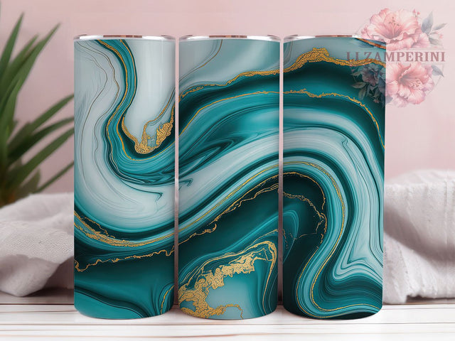 Elegant Turquoise Gold Silver Marble Tumbler, Gold Silver Swirl Wrap, 20oz Tumbler Sublimation, Elegant Metallic Stone Design, Glam Marble Art Tumbler, Shimmer Agate Wrap, Luxe Turquoise Sublimation Sublimation Li Zamperini 