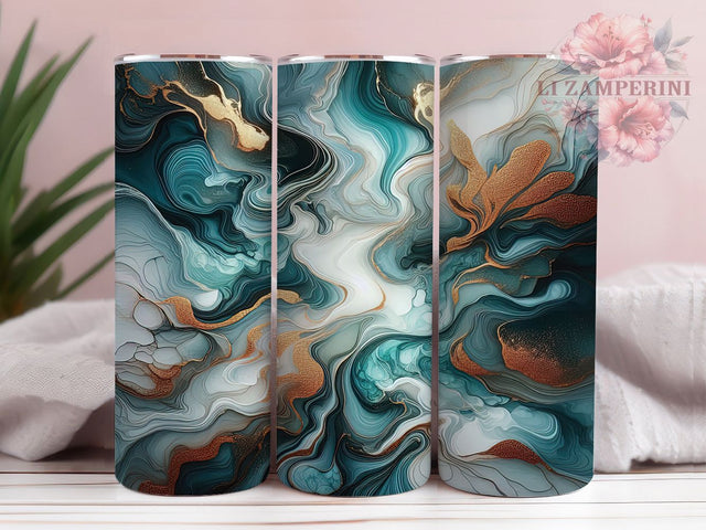 Elegant Turquoise Gold Silver Marble Tumbler, Gold Silver Swirl Wrap, 20oz Tumbler Sublimation, Elegant Metallic Stone Design, Glam Marble Art Tumbler, Shimmer Agate Wrap, Luxe Turquoise Sublimation Sublimation Li Zamperini 