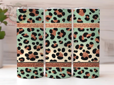 Elegant Turquoise Leopard Glitter Tumbler, Gold Glitter Wrap, Seamless Animal Print Design, Luxury Tumbler Wrap, Leopard Glitter Sublimation, Elegant Tumbler Design, Turquoise Glitter Sublimation Lara' s Designs 