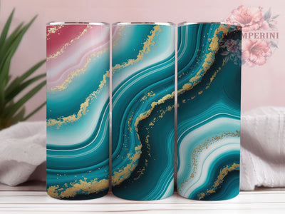 Elegant Turquoise Pink Glitter Tumbler, Glitter Stone Wrap, 20oz Tumbler Sublimation, Seamless Glam Design, Shimmer Marble Tumbler, Elegant Glitter Wrap, Luxe Pastel Sublimation Sublimation Li Zamperini 