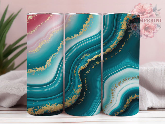 Elegant Turquoise Pink Glitter Tumbler, Glitter Stone Wrap, 20oz Tumbler Sublimation, Seamless Glam Design, Shimmer Marble Tumbler, Elegant Glitter Wrap, Luxe Pastel Sublimation Sublimation Li Zamperini 