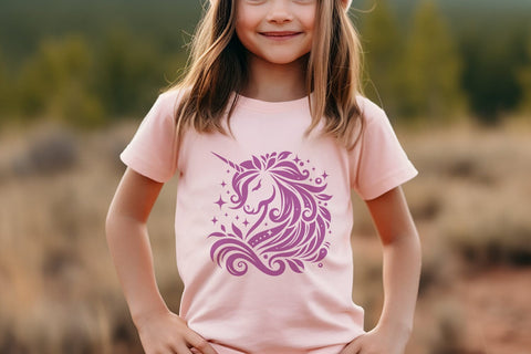 Elegant Unicorn Silhouette SVG – Floral Fantasy Clipart SVG Tafti Art 