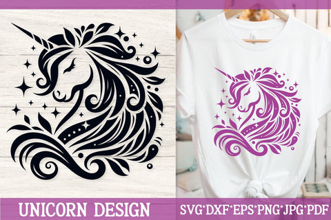 Elegant Unicorn Silhouette SVG – Floral Fantasy Clipart SVG Tafti Art 