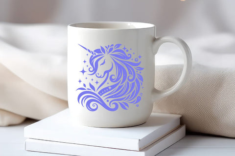 Elegant Unicorn Silhouette SVG – Floral Fantasy Clipart SVG Tafti Art 