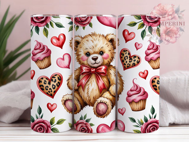 Elegant Valentine Bear Tumbler, Cute Heart Wrap, Valentine Bear Cup, Romantic Sublimation Design, Valentine Gift Tumbler, Sweet Bear Hearts Wrap, Adorable Animal Cup Sublimation Li Zamperini 