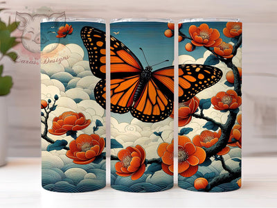 Elegant Vibrant Butterfly Tumbler, Elegant Butterfly Tumbler, Vibrant Butterfly Wrap, Artistic Nature Wrap, Seamless Butterfly Wrap, Sublimation Design, Trendy Gift Idea Sublimation Lara' s Designs 