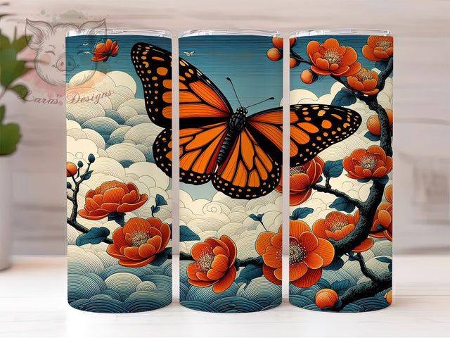 Elegant Vibrant Butterfly Tumbler, Elegant Butterfly Tumbler, Vibrant Butterfly Wrap, Artistic Nature Wrap, Seamless Butterfly Wrap, Sublimation Design, Trendy Gift Idea Sublimation Lara' s Designs 