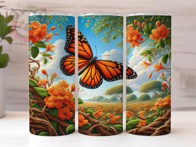 Elegant Vibrant Butterfly Tumbler, Elegant Butterfly Tumbler, Vibrant Butterfly Wrap, Artistic Nature Wrap, Seamless Butterfly Wrap, Sublimation Design, Trendy Gift Idea Sublimation Lara' s Designs 
