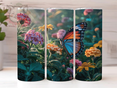 Elegant Vibrant Floral Butterfly Tumbler, Elegant Nature Tumbler, Vibrant Butterfly Wrap, Artistic Floral Wrap, Seamless Butterfly Wrap, Sublimation Design, Trendy Gift Idea Sublimation Lara' s Designs 