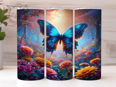 Elegant Vibrant Floral Butterfly Tumbler, Elegant Nature Tumbler, Vibrant Butterfly Wrap, Artistic Floral Wrap, Seamless Butterfly Wrap, Sublimation Design, Trendy Gift Idea Sublimation Lara' s Designs 