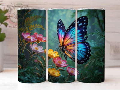 Elegant Vibrant Floral Butterfly Tumbler, Elegant Nature Tumbler, Vibrant Butterfly Wrap, Artistic Floral Wrap, Seamless Butterfly Wrap, Sublimation Design, Trendy Gift Idea Sublimation Lara' s Designs 