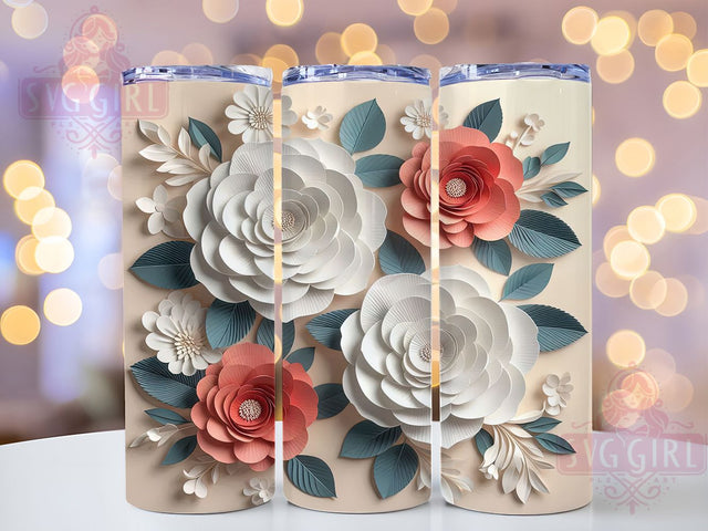 Elegant Vintage Floral Tumbler, Elegant Floral Sublimation, Seamless Pattern Design, 3D Floral Tumbler, 20oz Wrap Template, Vintage Floral PNG, Sophisticated Tumbler Design Sublimation SvggirlplusArt 