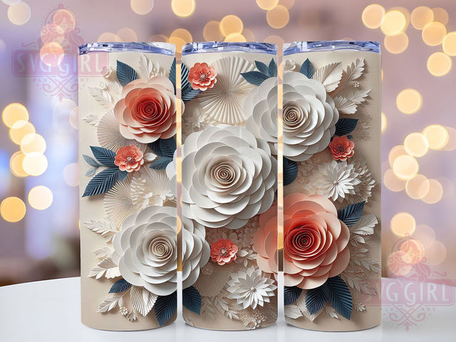 Elegant Vintage Floral Tumbler, Elegant Floral Sublimation, Seamless Pattern Design, 3D Floral Tumbler, 20oz Wrap Template, Vintage Floral PNG, Sophisticated Tumbler Design Sublimation SvggirlplusArt 