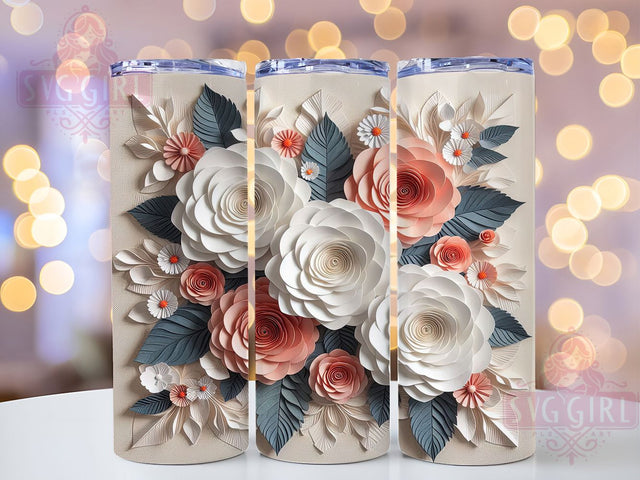 Elegant Vintage Floral Tumbler, Elegant Floral Sublimation, Seamless Pattern Design, 3D Floral Tumbler, 20oz Wrap Template, Vintage Floral PNG, Sophisticated Tumbler Design Sublimation SvggirlplusArt 