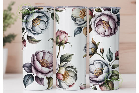 Elegant Watercolor Floral 20oz Tumbler Sublimation PixelChick 