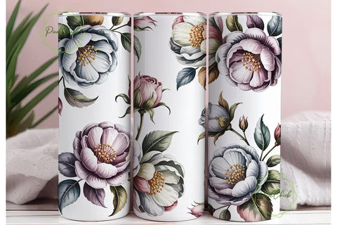 Elegant Watercolor Floral 20oz Tumbler Sublimation PixelChick 