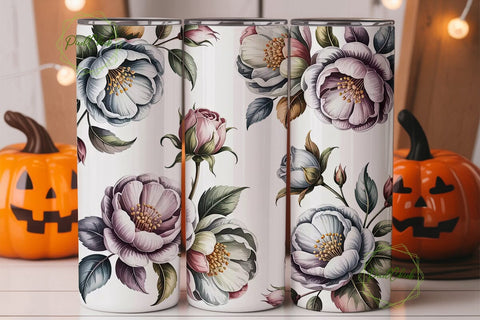 Elegant Watercolor Floral 20oz Tumbler Sublimation PixelChick 