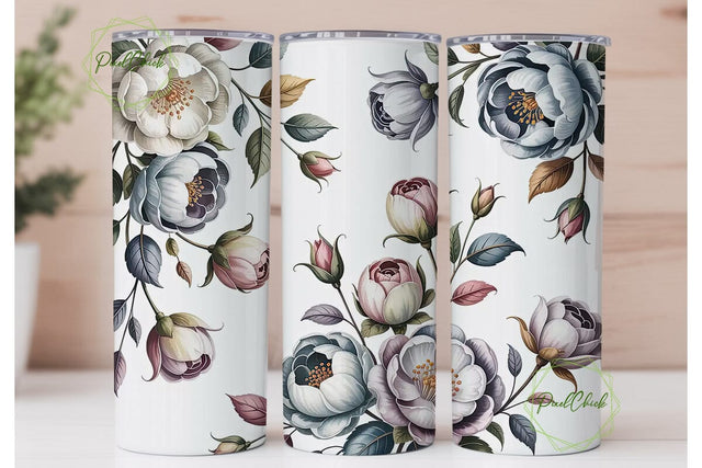 Elegant Watercolor Floral 20oz Tumbler Sublimation PixelChick 