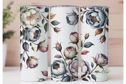 Elegant Watercolor Floral 20oz Tumbler Sublimation PixelChick 