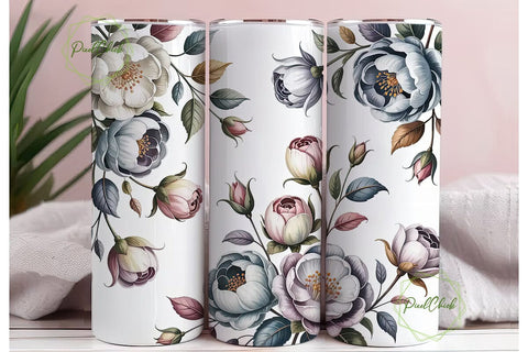 Elegant Watercolor Floral 20oz Tumbler Sublimation PixelChick 